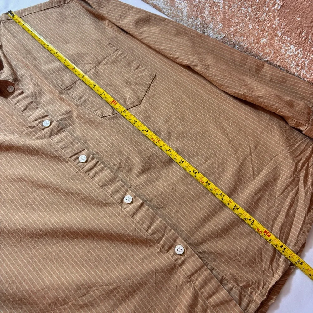 Vanilla Star Button Up Long Sleeve Shirt Pinstripe Top Burnt Orange Size Small - Picture 12 of 12